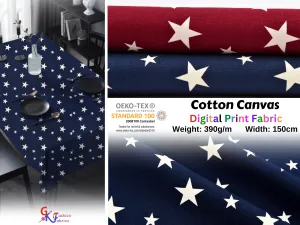 100% Cotton Half Panama Printed Fabric / Canvas printed Fabric / Stars Digital Print  Fabric