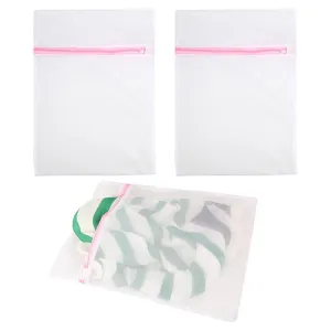 2 Zippered Mesh Laundry Wash Bags 11" x 15" Delicates Lingerie Socks Bra Clothes