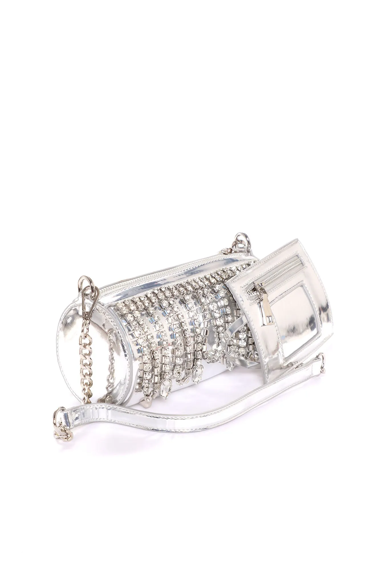 All Eyes On Me Crossbody Bag - Silver