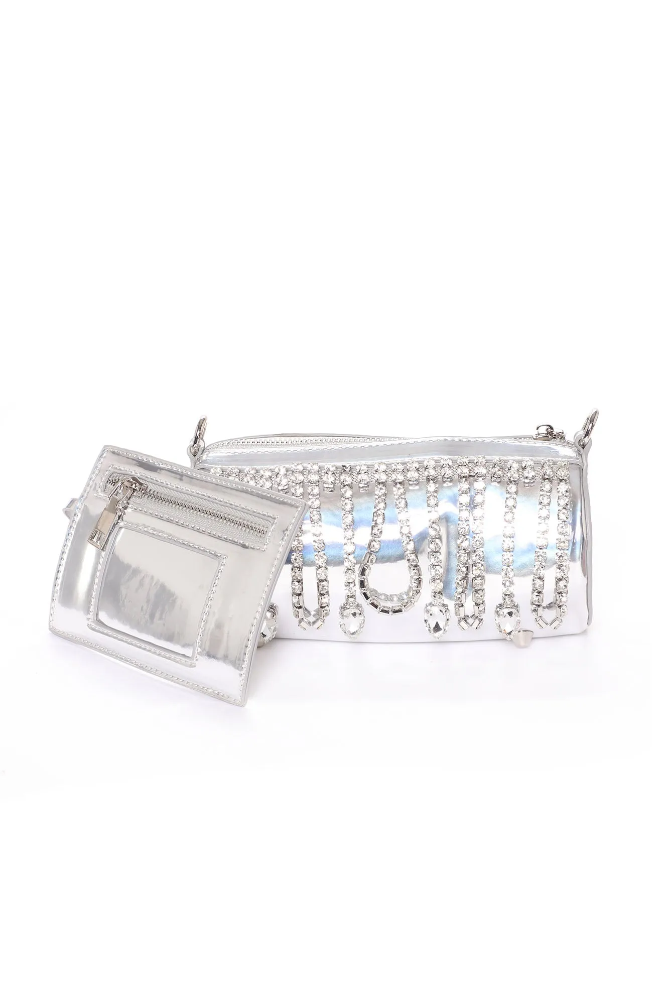 All Eyes On Me Crossbody Bag - Silver