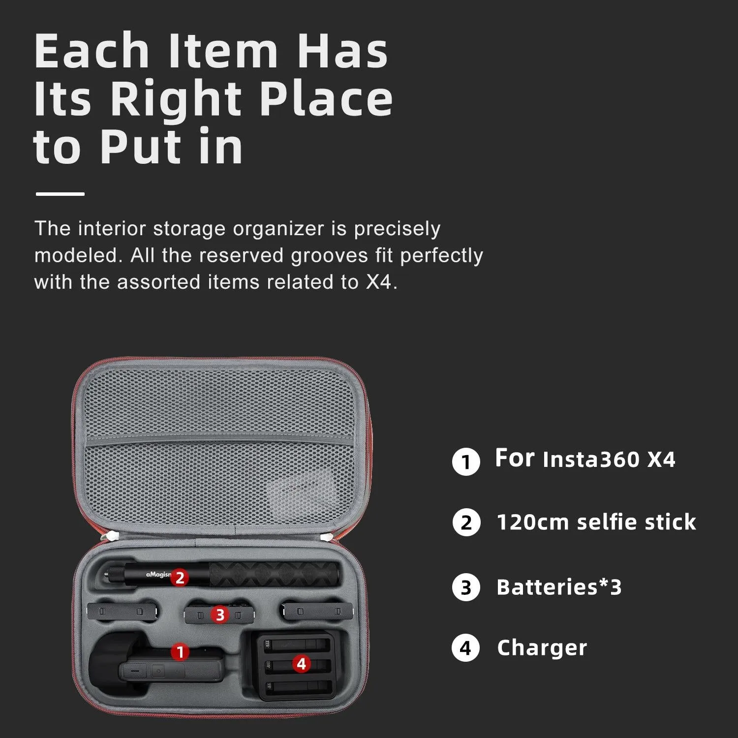 Amagisn Storage Bag for Insta360 X4 - Protective Clutch Case