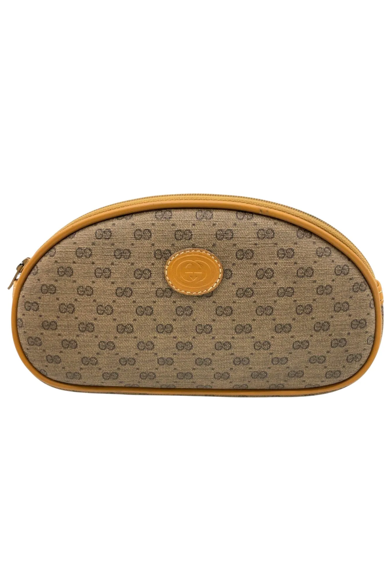 Auth Gucci Old Micro GG PVC Brown Round Shoulder Bag With Pouch Set SKS0200041