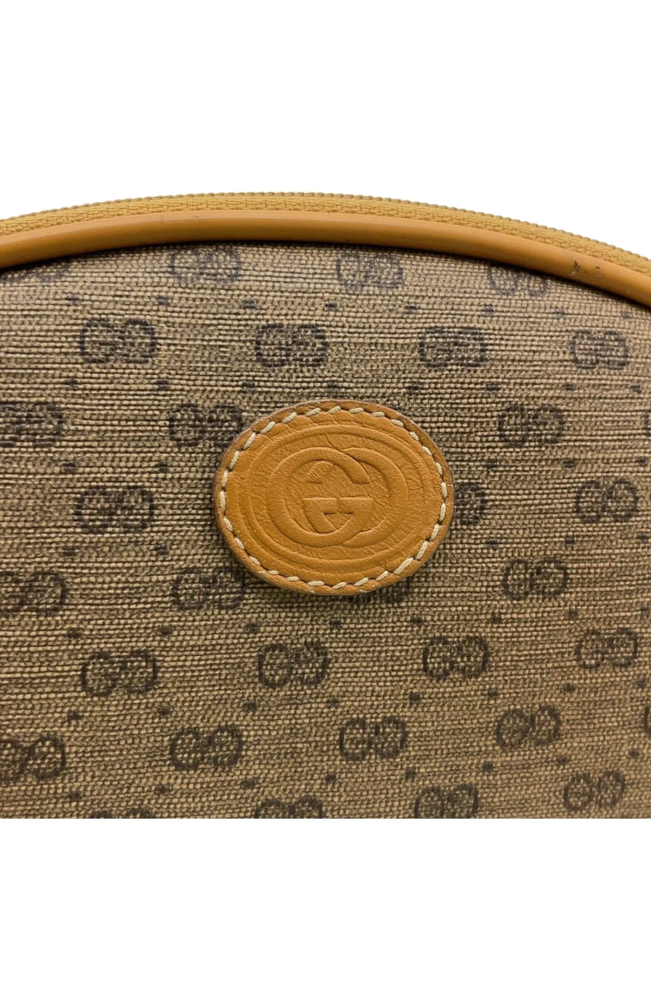 Auth Gucci Old Micro GG PVC Brown Round Shoulder Bag With Pouch Set SKS0200042