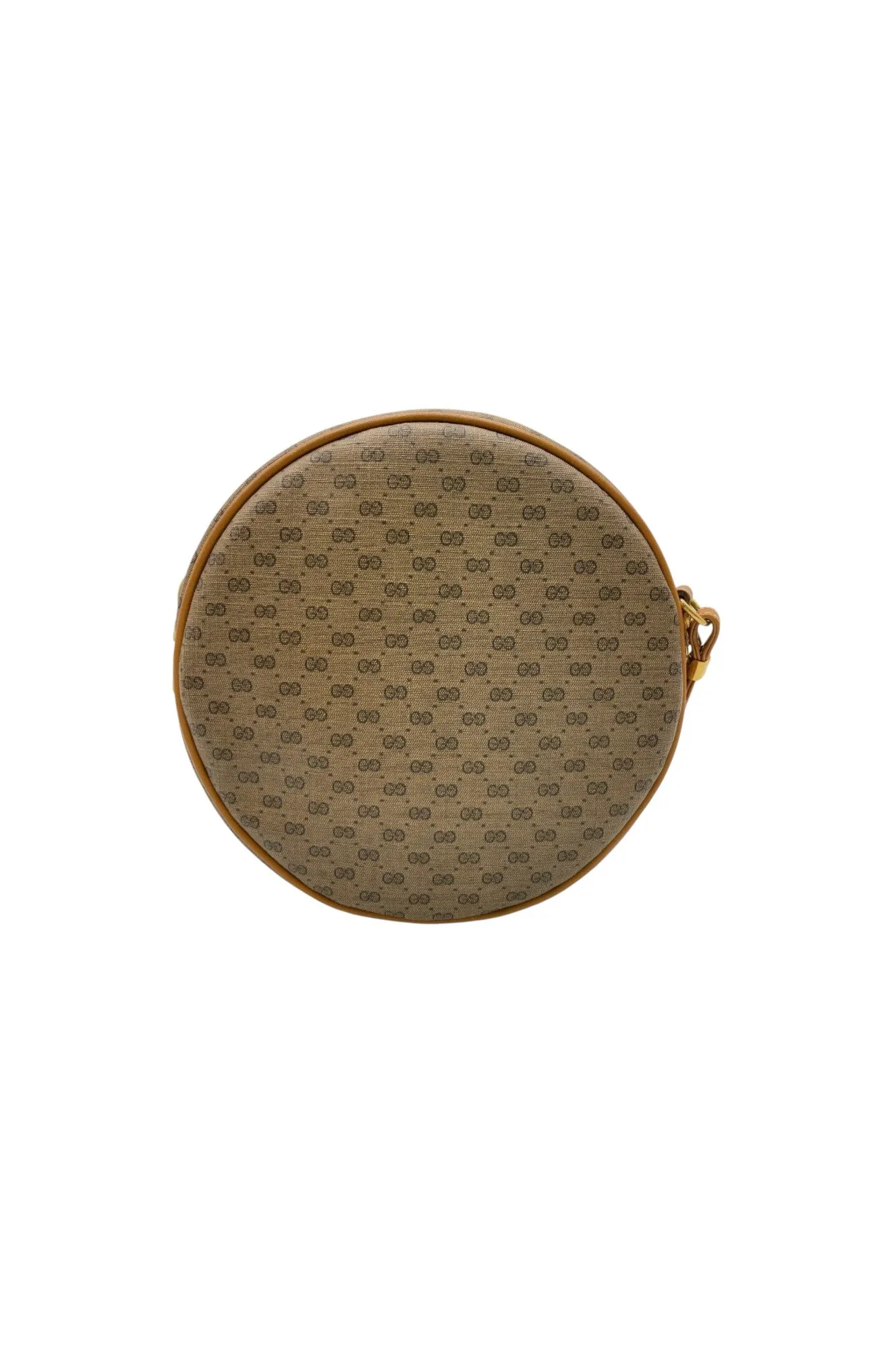 Auth Gucci Old Micro GG PVC Brown Round Shoulder Bag With Pouch Set SKS0200042