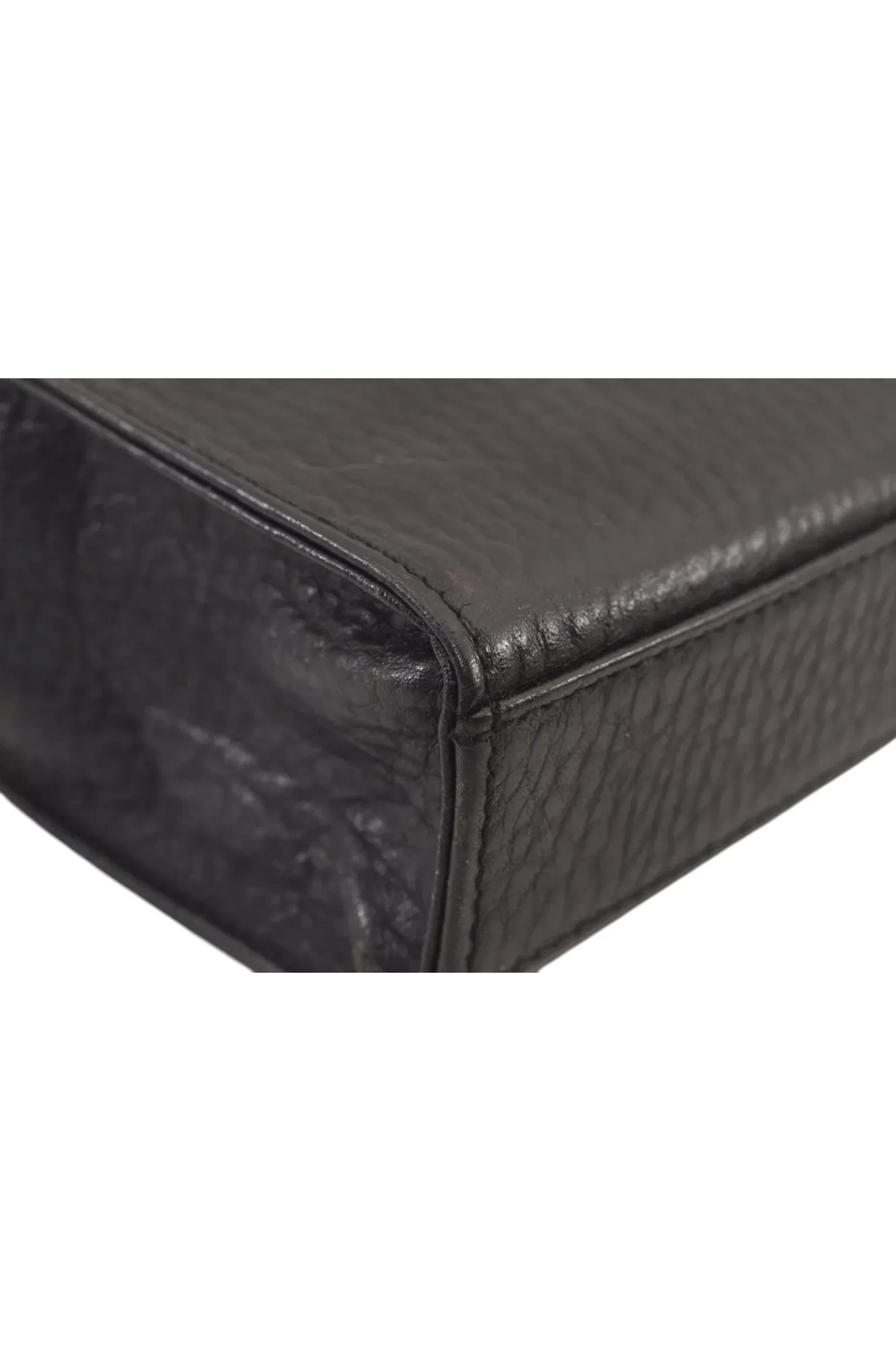 Authentic Burberrys Vintage Leather Clutch Hand Bag Purse Black 6538L