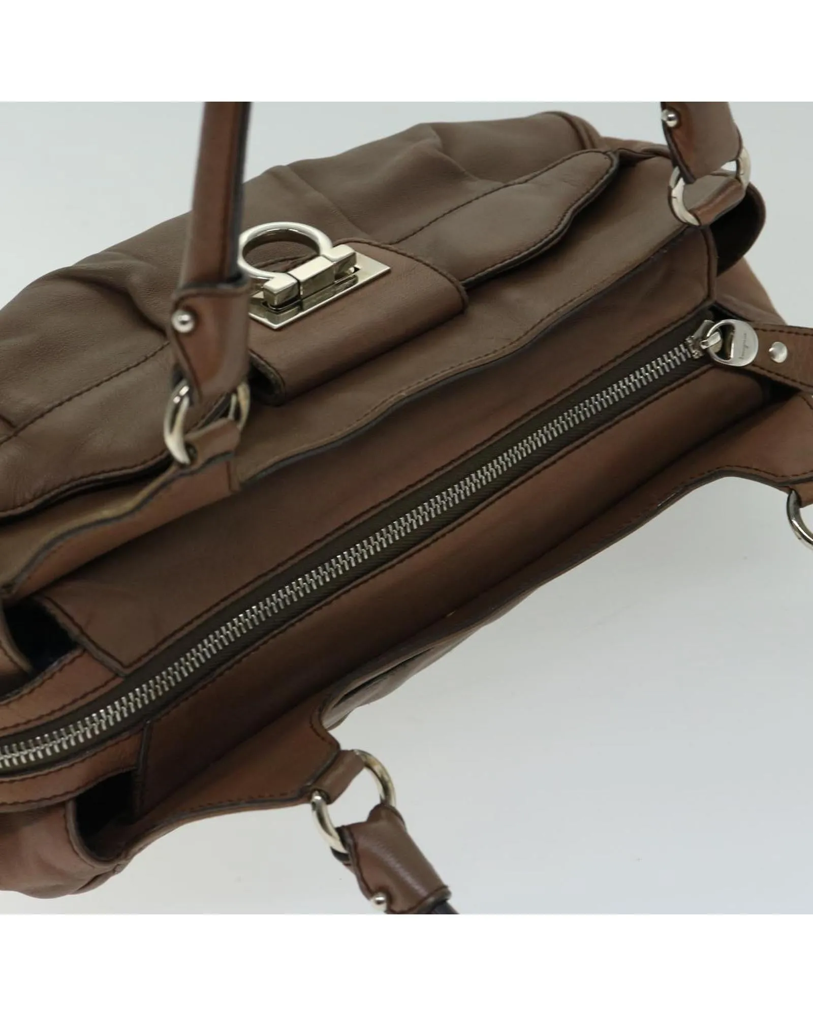 Authentic Leather Gancini Hand Bag by Salvatore Ferragamo