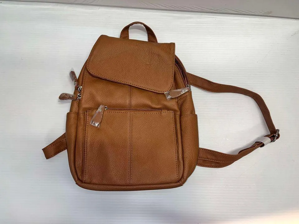 Backpack - brown textured leather bag