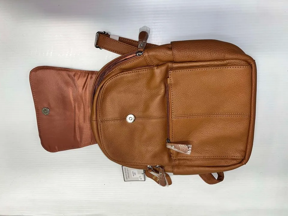 Backpack - brown textured leather bag