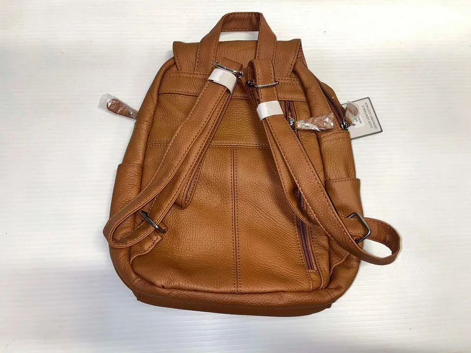 Backpack - brown textured leather bag