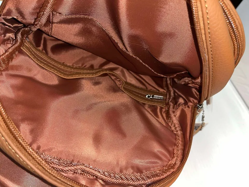 Backpack - brown textured leather bag