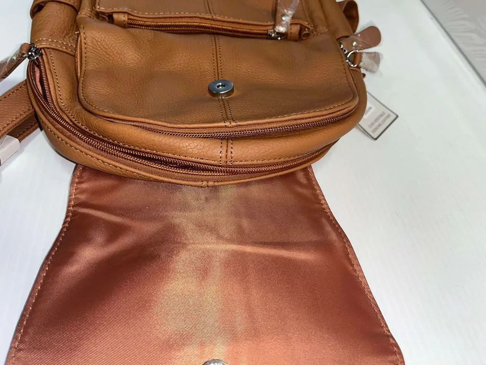 Backpack - brown textured leather bag