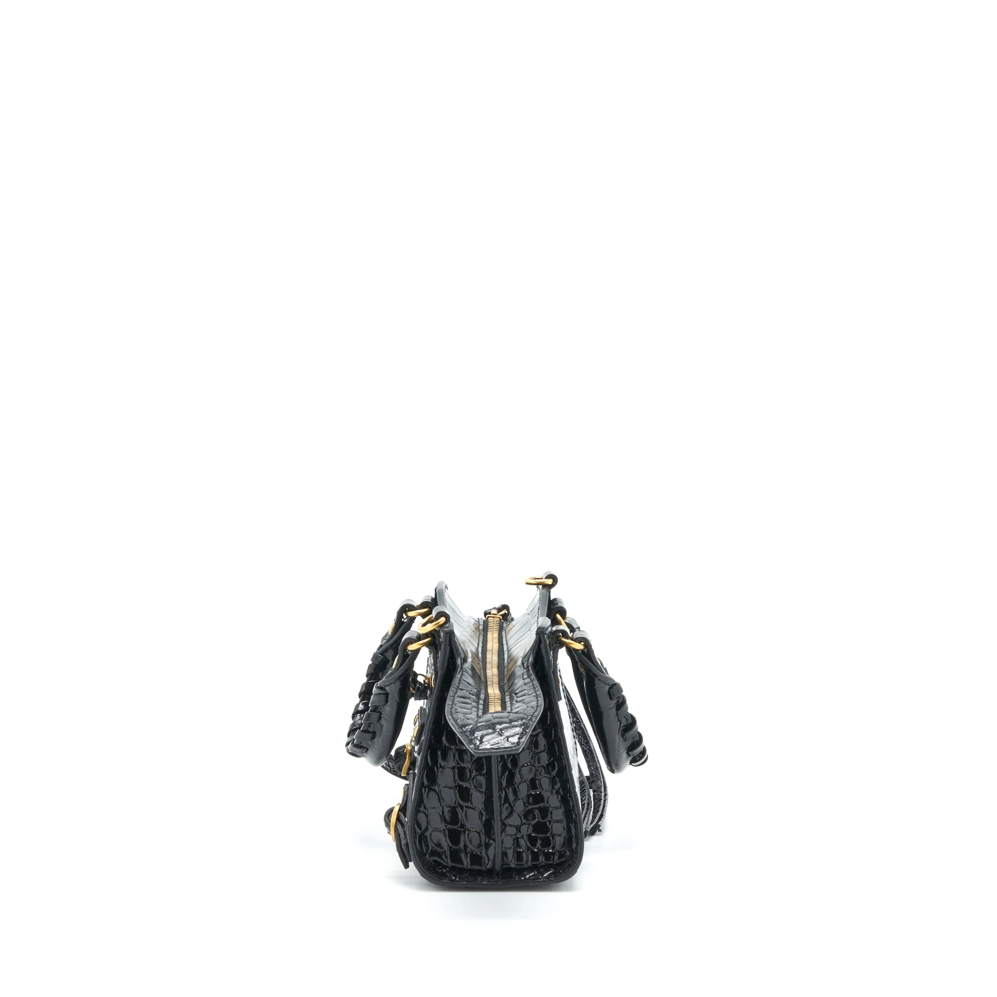 Balenciaga Nano Neo Classic City Bag Croc-Embossed Calfskin Black GHW