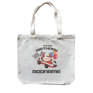Birthday Cars Race Racer Girl With Racing Cars Its My Birthday Addname Canvas Bag