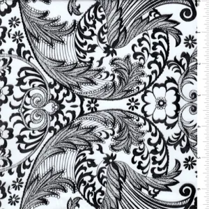 Black Floral Oilcloth Roll Fabric