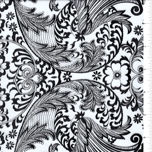 Black Floral Oilcloth Roll Fabric