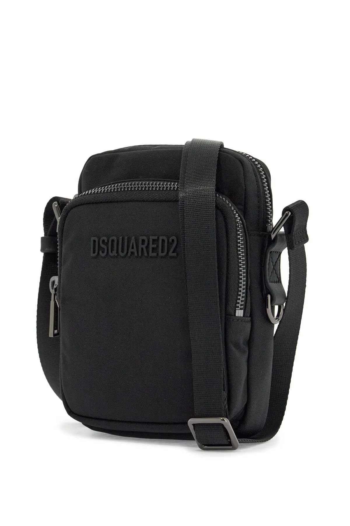BLACK MINIMALIST CROSSBODY BAG IN POLYAMIDE