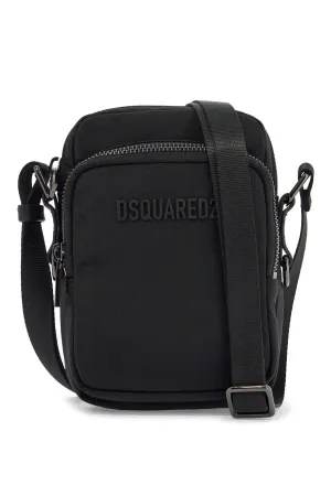 BLACK MINIMALIST CROSSBODY BAG IN POLYAMIDE