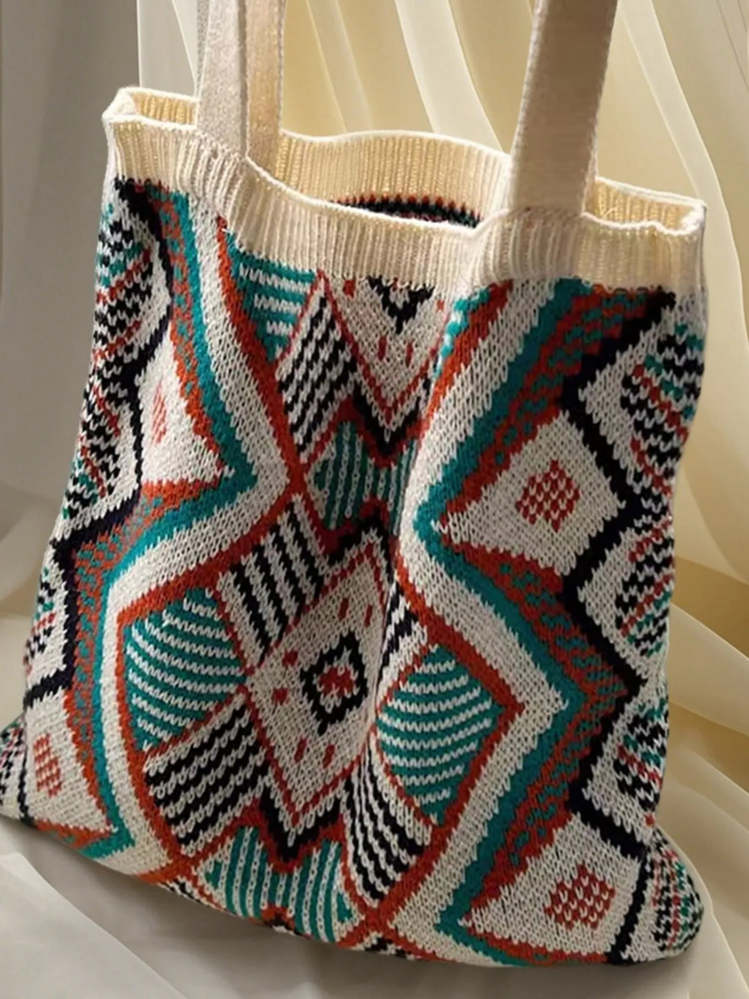 Boho Ethnic Knit Geometric Pattern Shoulder Bag BP002