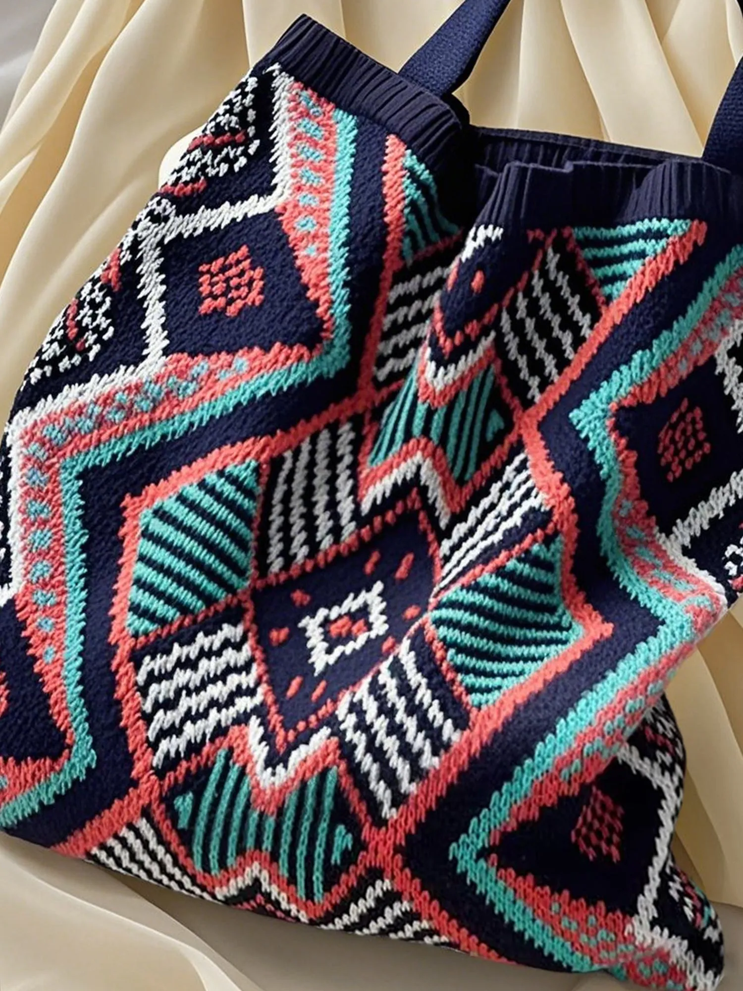 Boho Ethnic Knit Geometric Pattern Shoulder Bag BP002