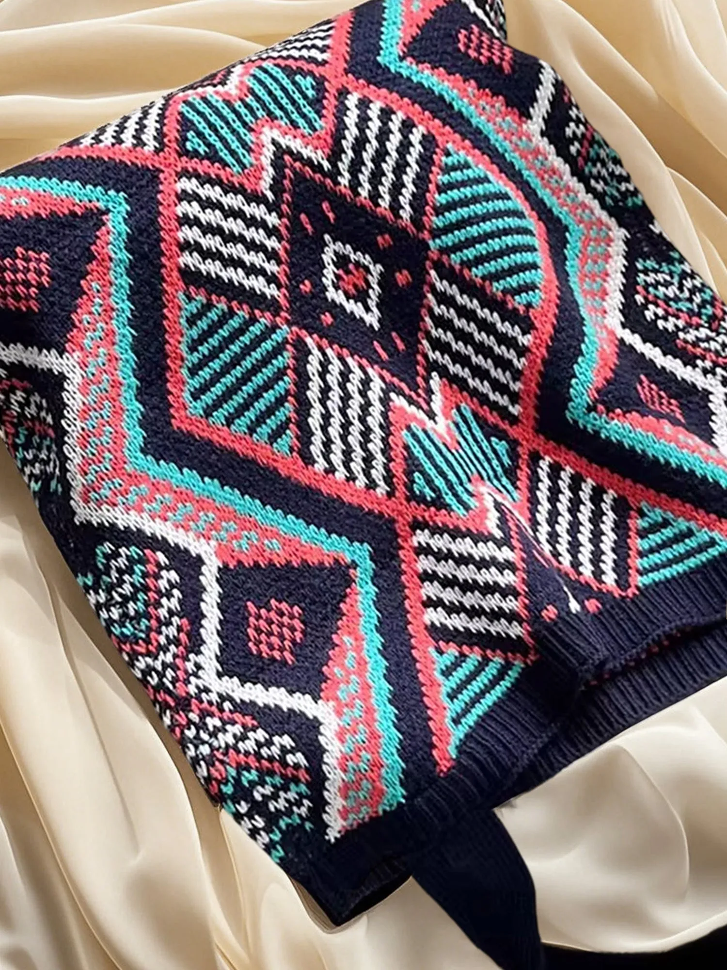 Boho Ethnic Knit Geometric Pattern Shoulder Bag BP002