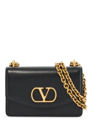 Borsa A Spalla Small In Pelle Nera Con Catena Dorata
