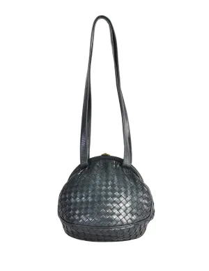 Bottega Veneta Vintage Intrecciato Navy Blue Woven Leather Bag