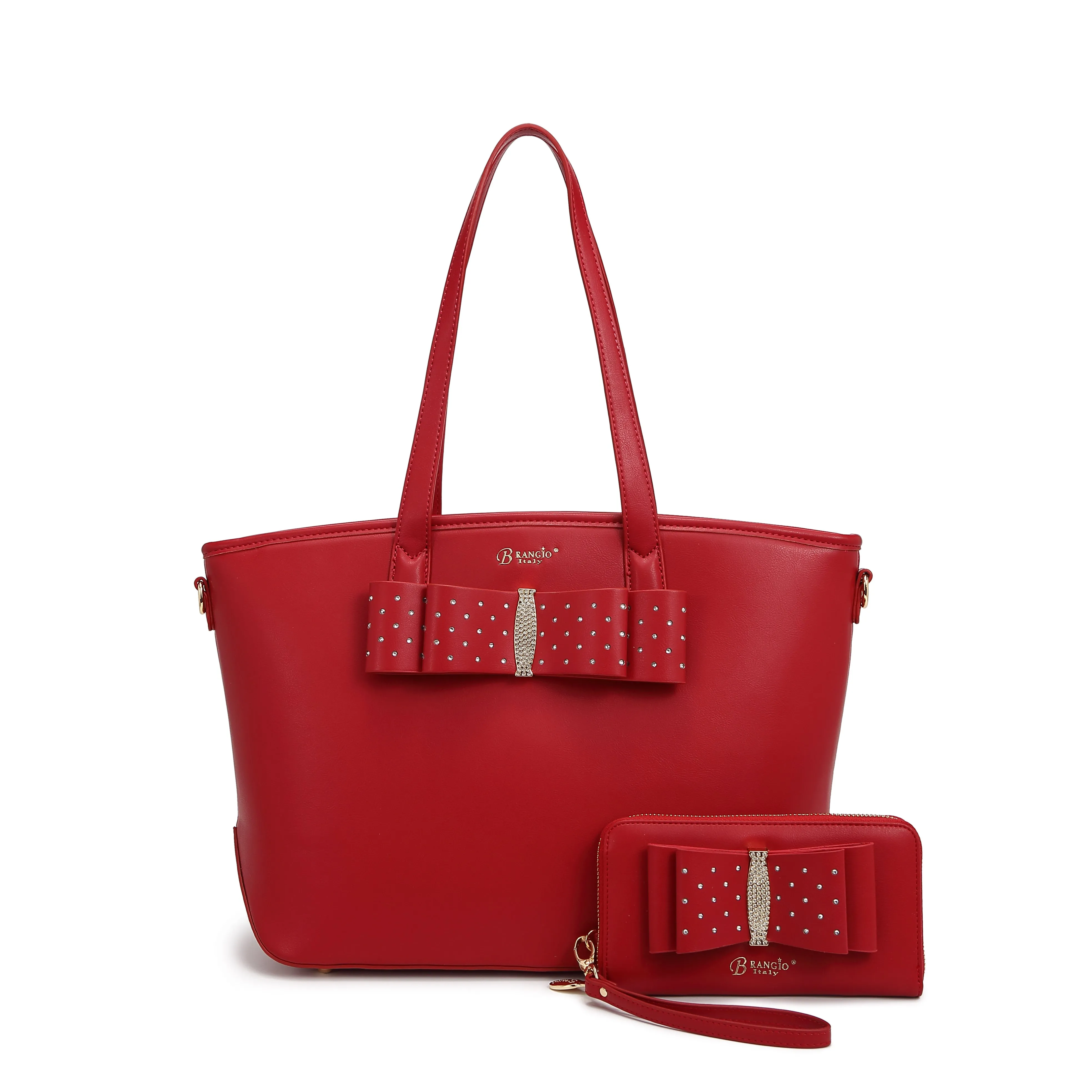Brangio Elegant Bow Tote & Wallet Set