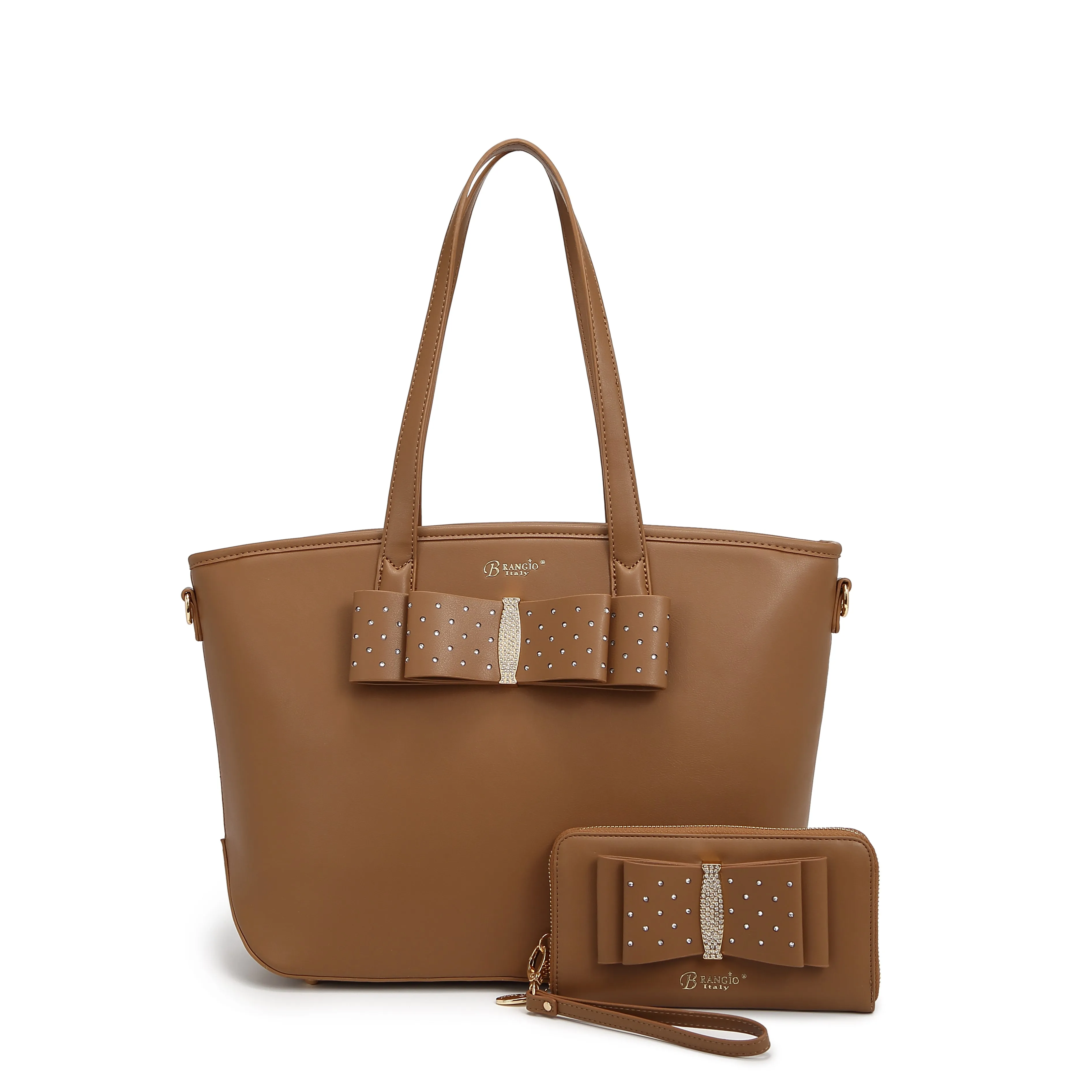 Brangio Elegant Bow Tote & Wallet Set