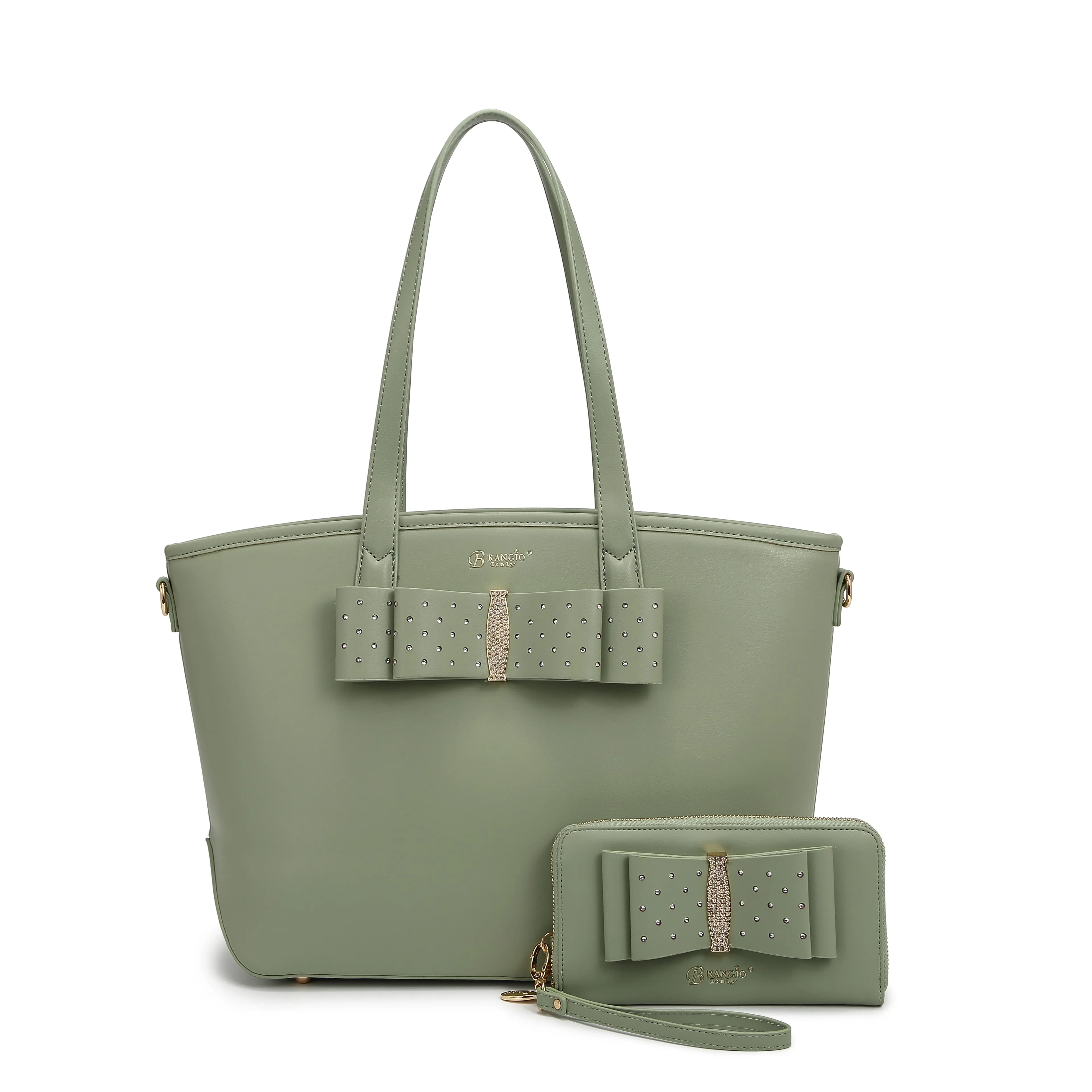 Brangio Elegant Bow Tote & Wallet Set