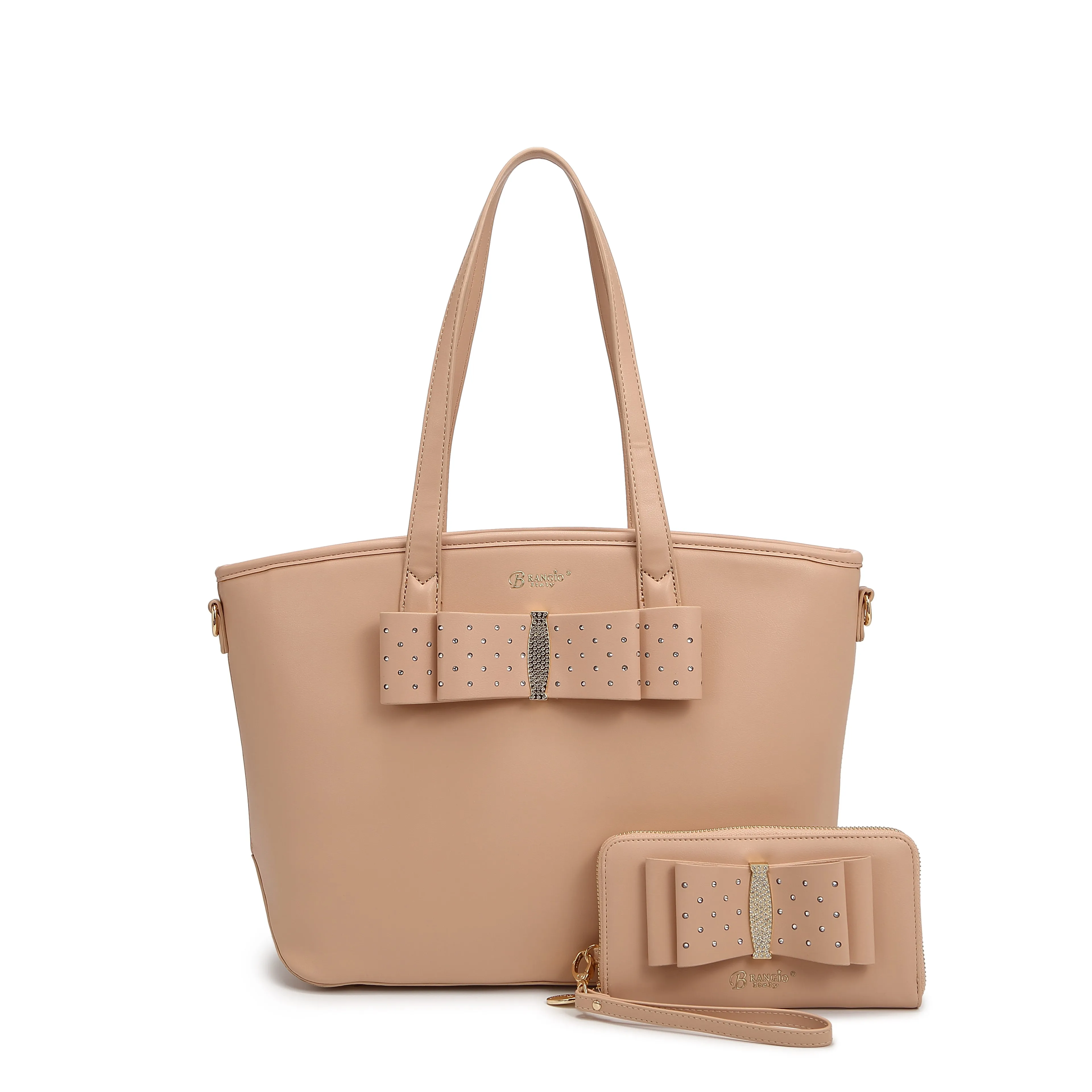 Brangio Elegant Bow Tote & Wallet Set
