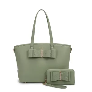 Brangio Elegant Bow Tote & Wallet Set