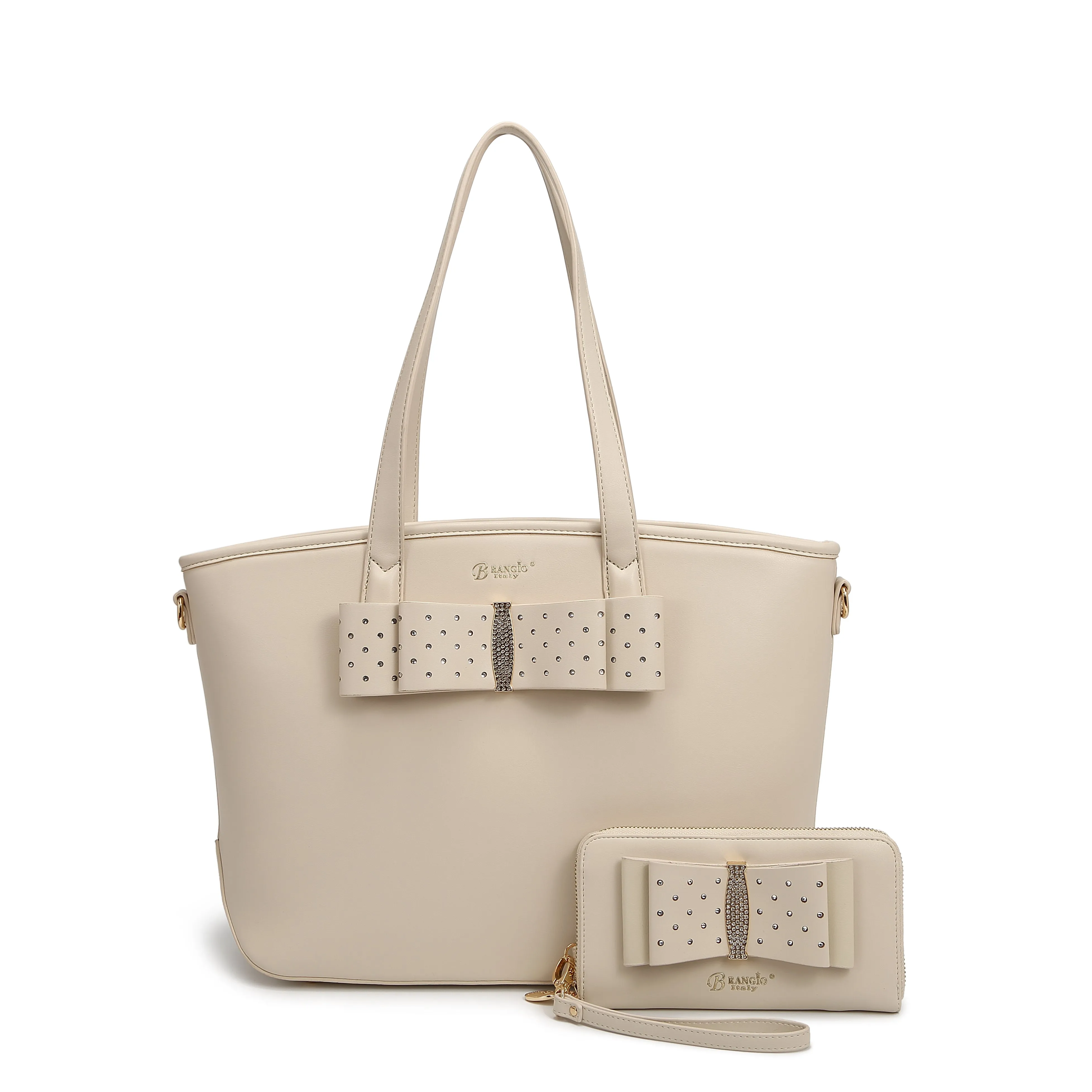 Brangio Elegant Bow Tote & Wallet Set