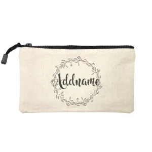 Bridesmaid Monochrome Floral Wreath Addname Mini Accessories Stationery Pouch