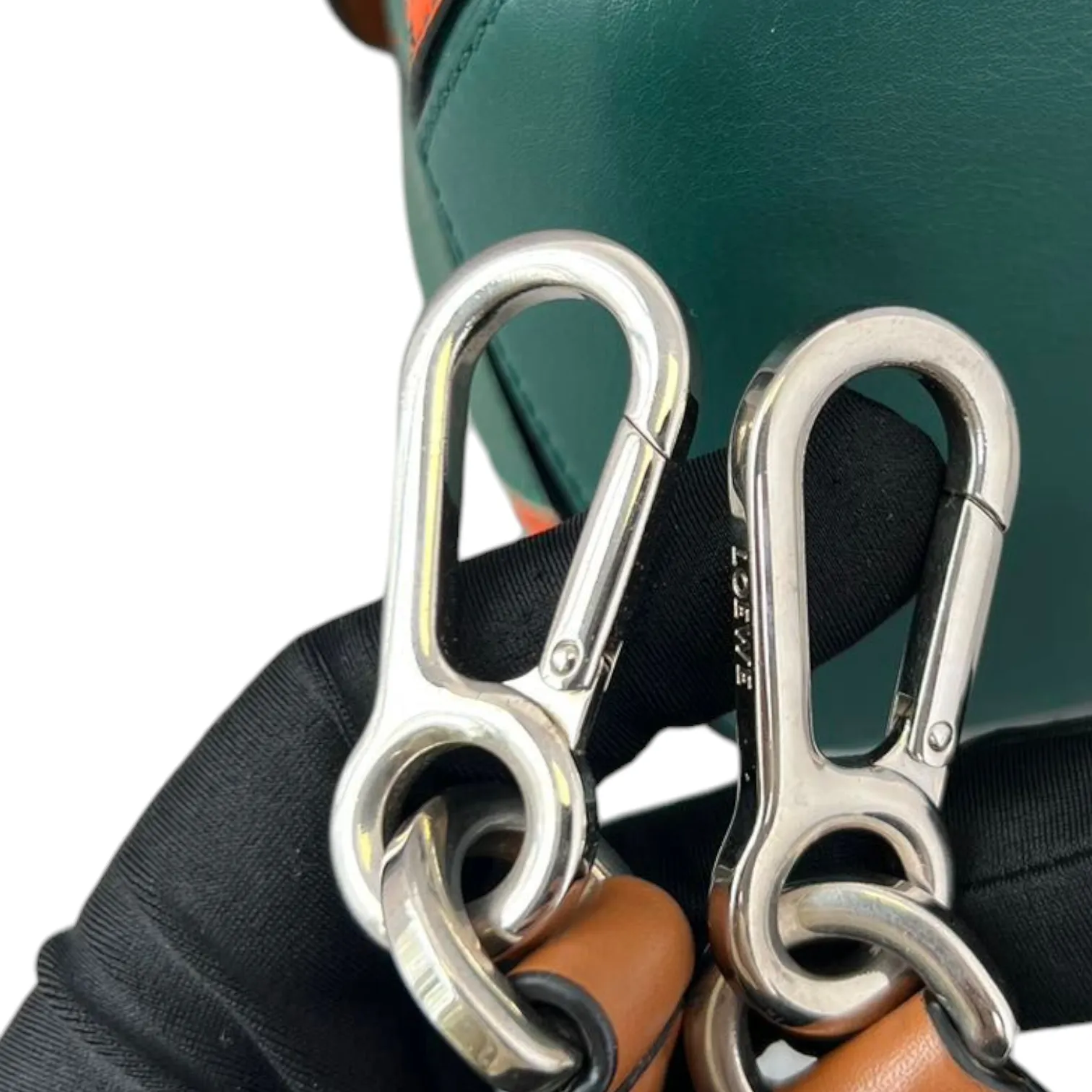 Calfskin Rugby Small Puzzle Bag Orange and Green SHW