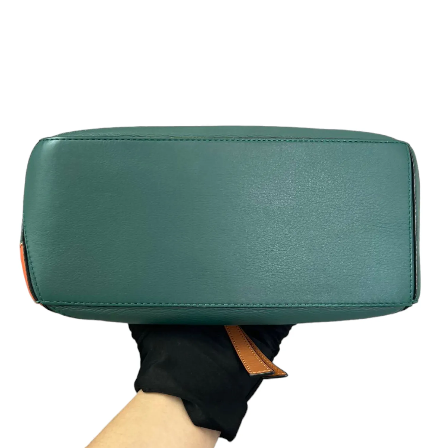 Calfskin Rugby Small Puzzle Bag Orange and Green SHW