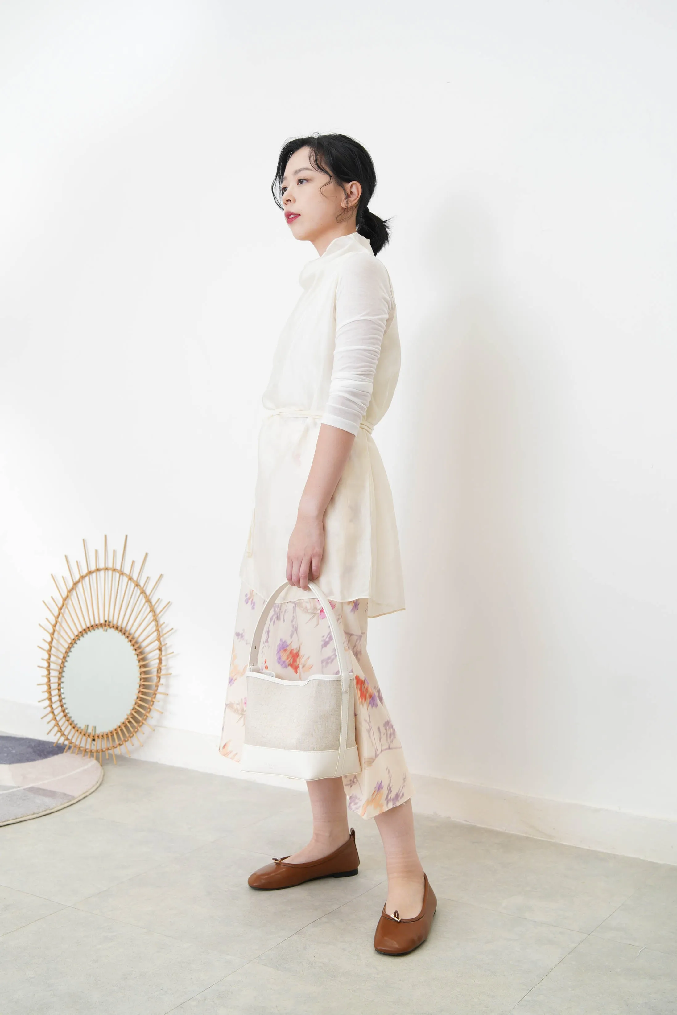 Canvas leather shoulder bag