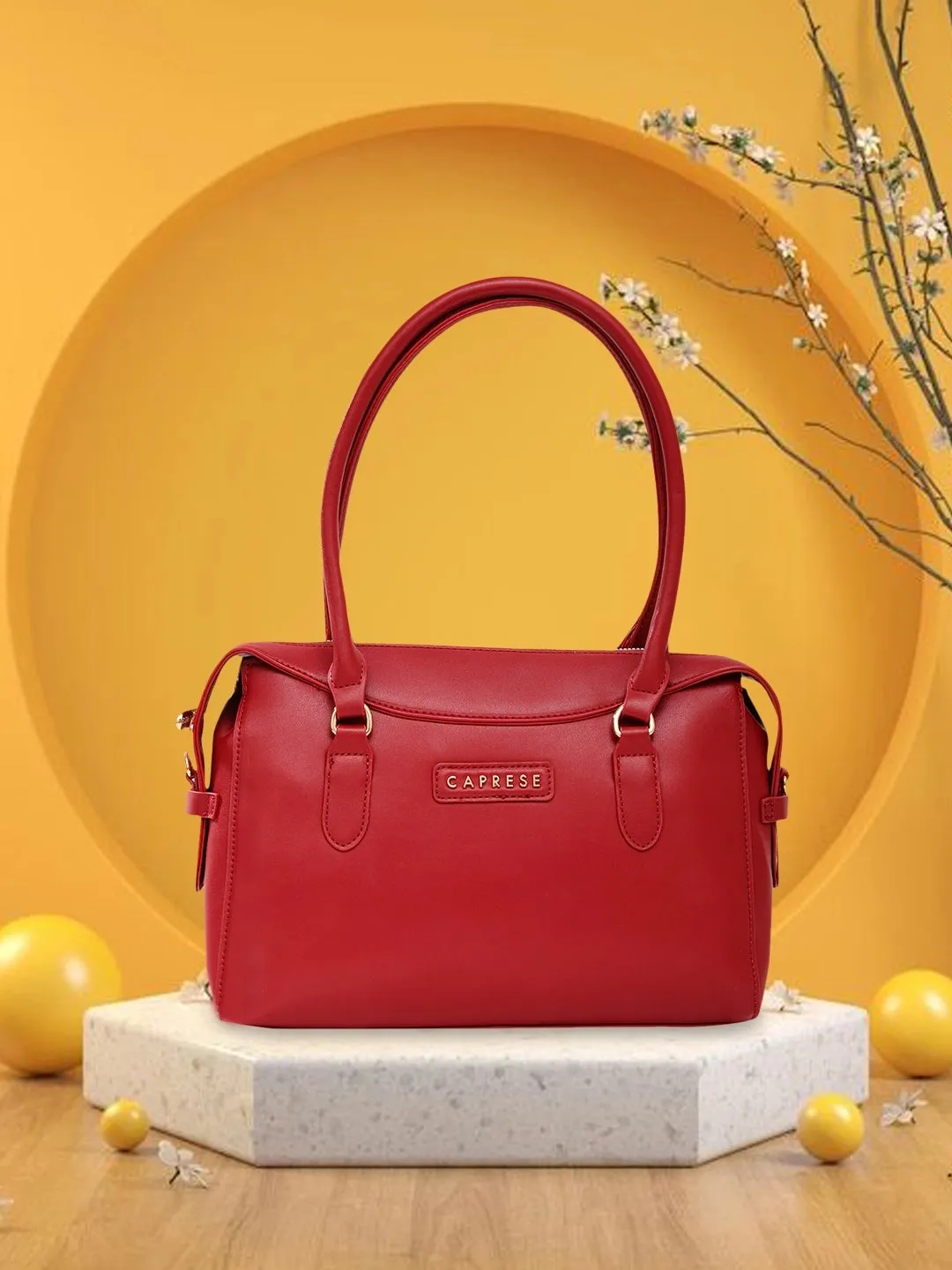 Caprese Vienna Satchel Small Red Solid Women'S Handbag Red