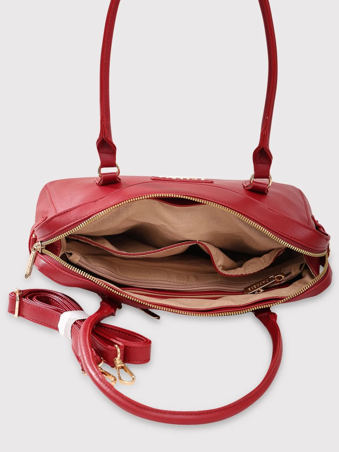 Caprese Vienna Satchel Small Red Solid Women'S Handbag Red