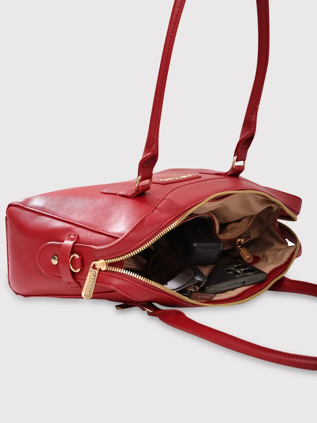 Caprese Vienna Satchel Small Red Solid Women'S Handbag Red