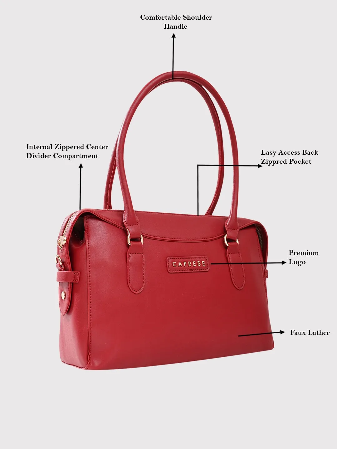Caprese Vienna Satchel Small Red Solid Women'S Handbag Red