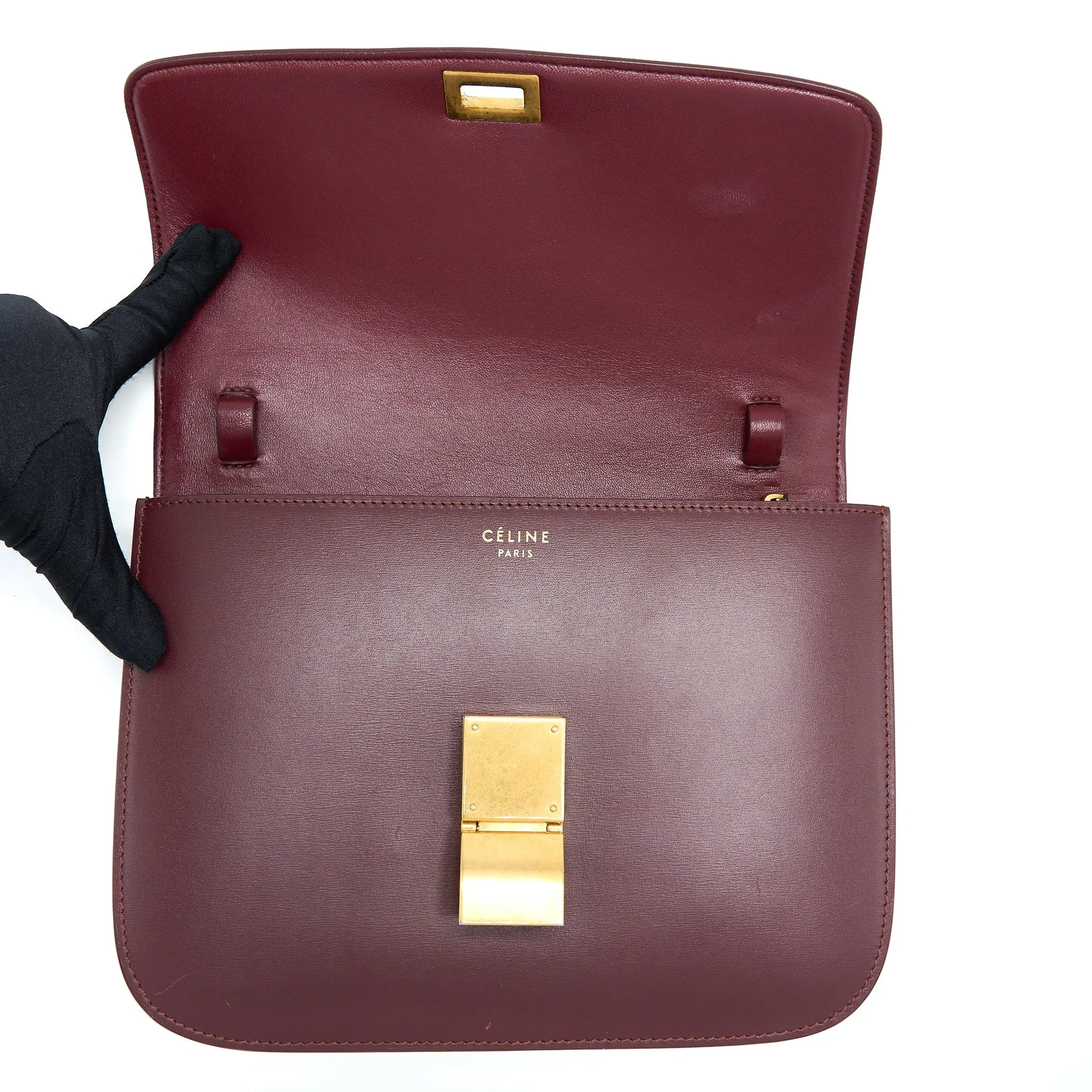 Celine Classic Medium Box Calfskin Burgundy