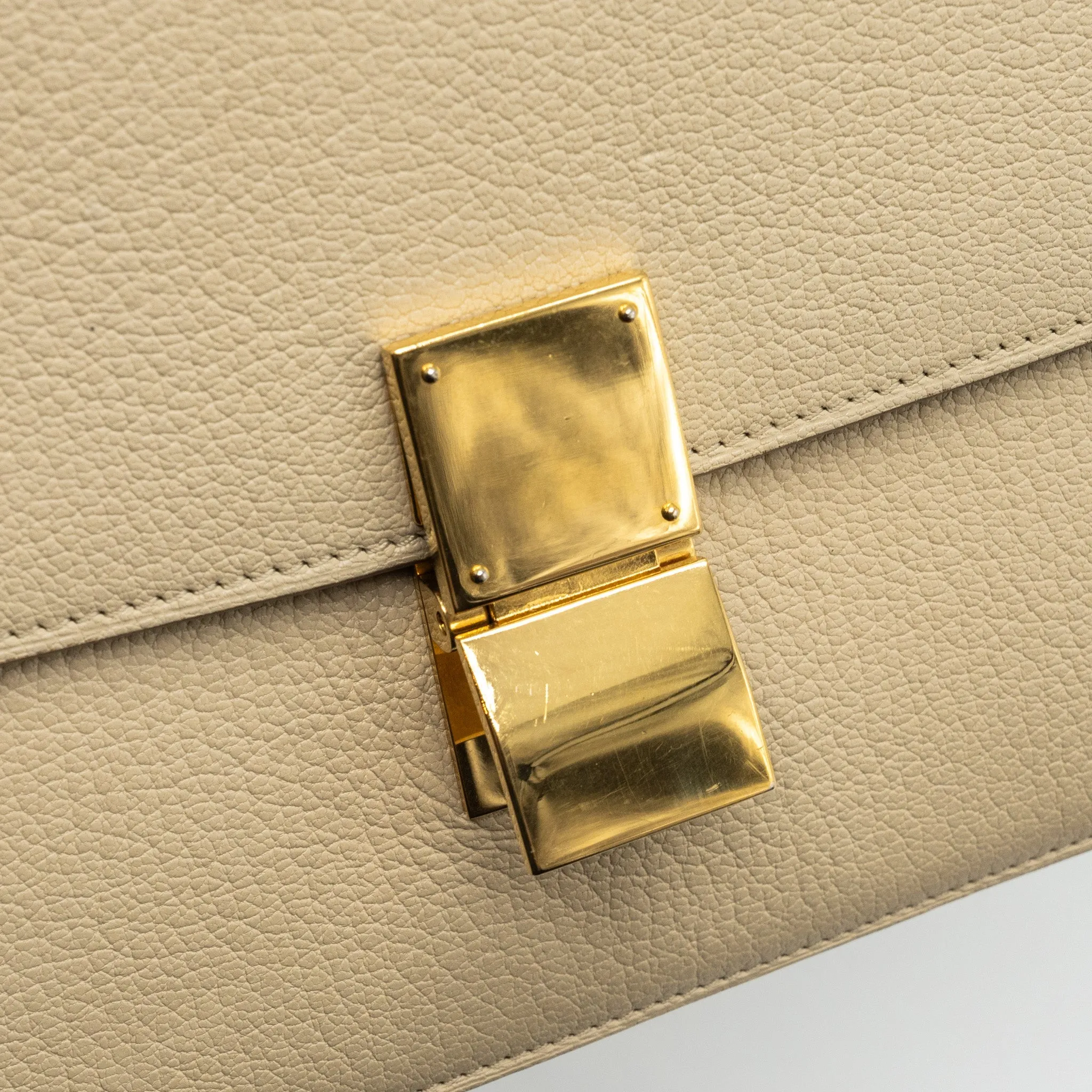 Celine medium classic box bag goatskin beige