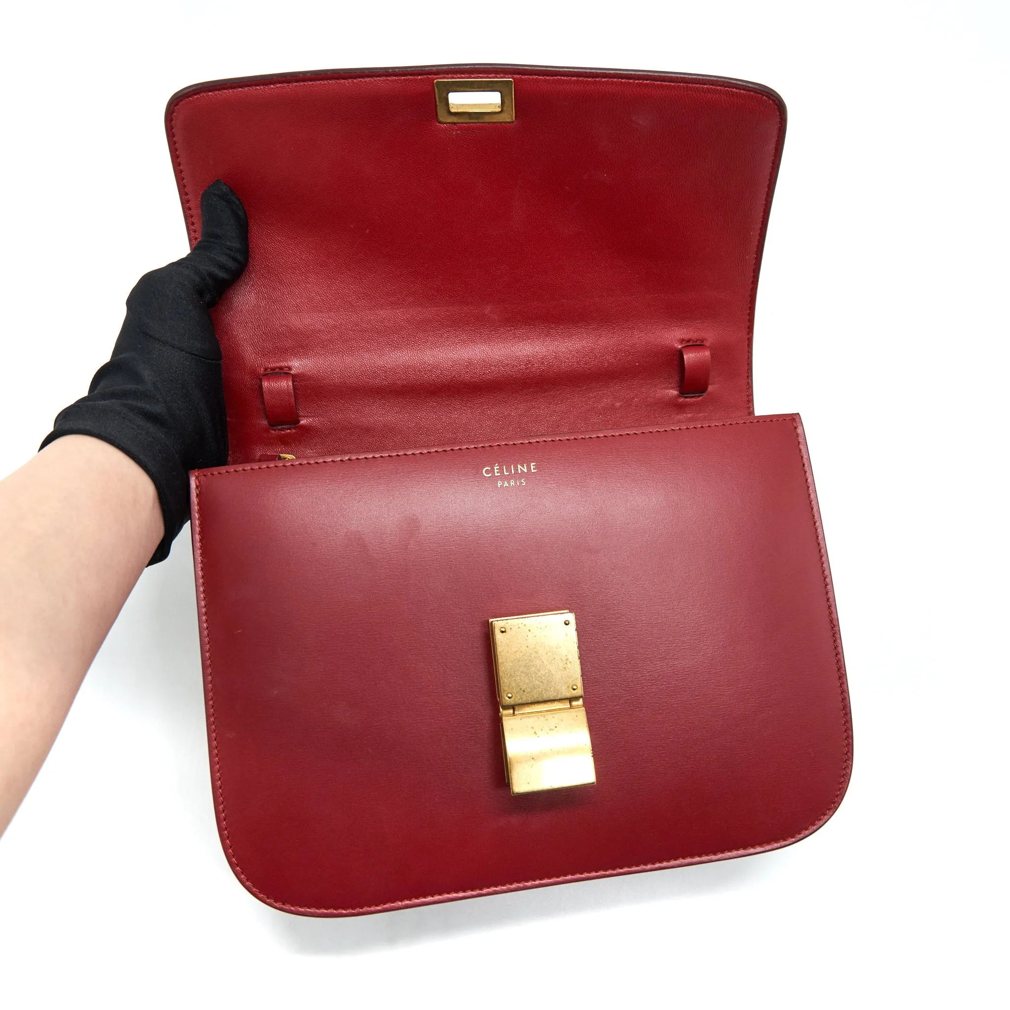 Celine Medium Classic Box Bag red