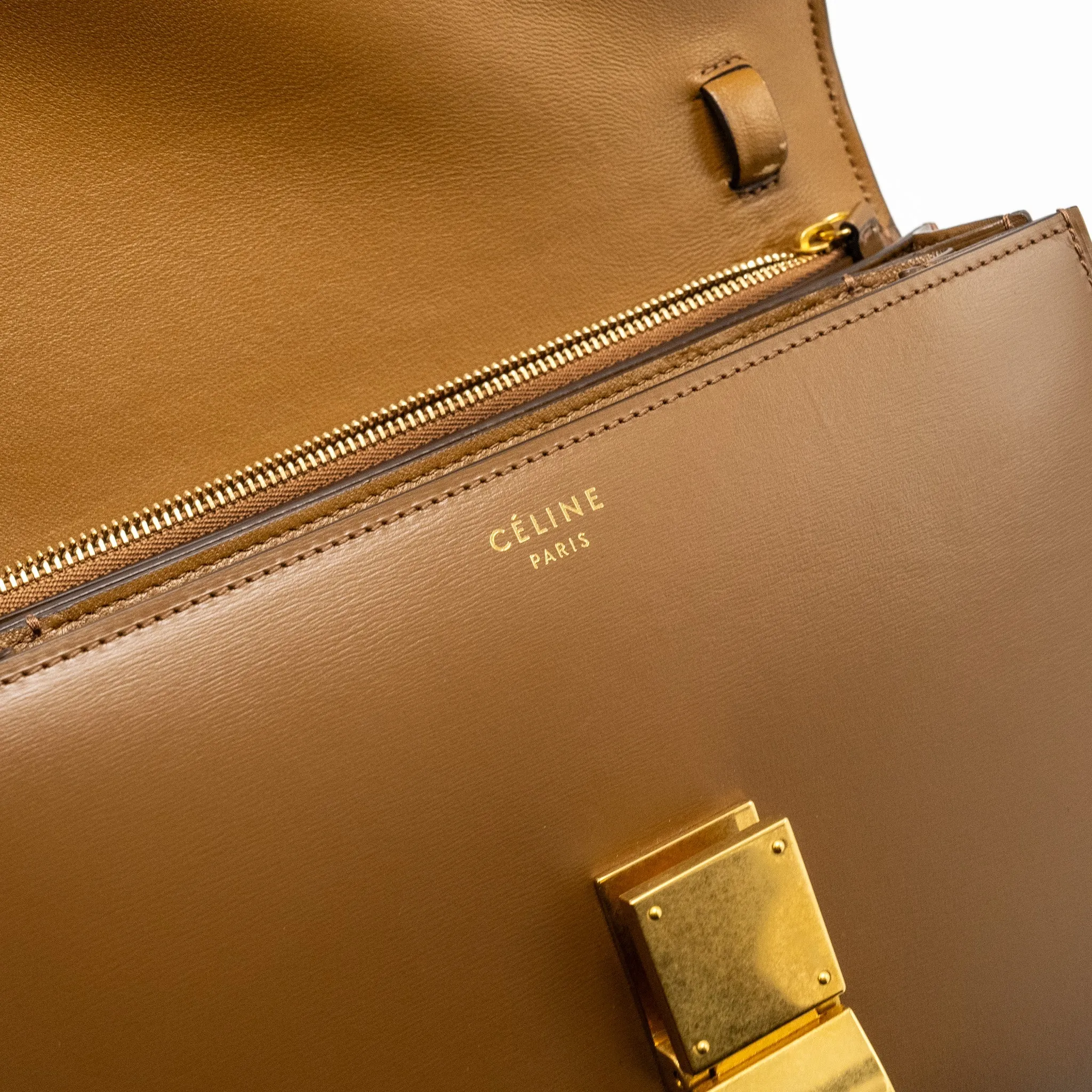 Celine Medium Classic Box Calfskin Camel