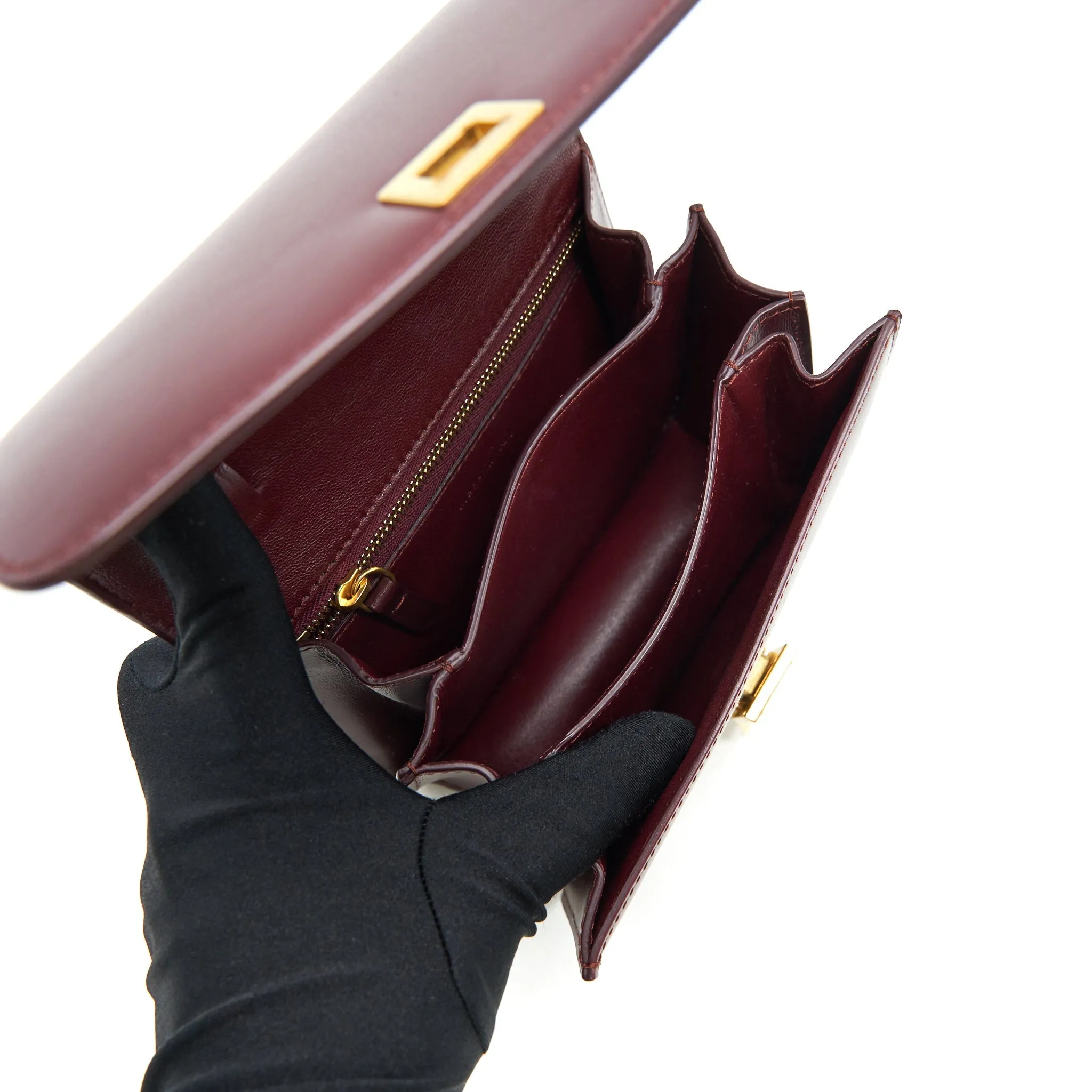 CELINE SMALL CLASSIC BAG IN BOX CALFSKIN BURGUNDY