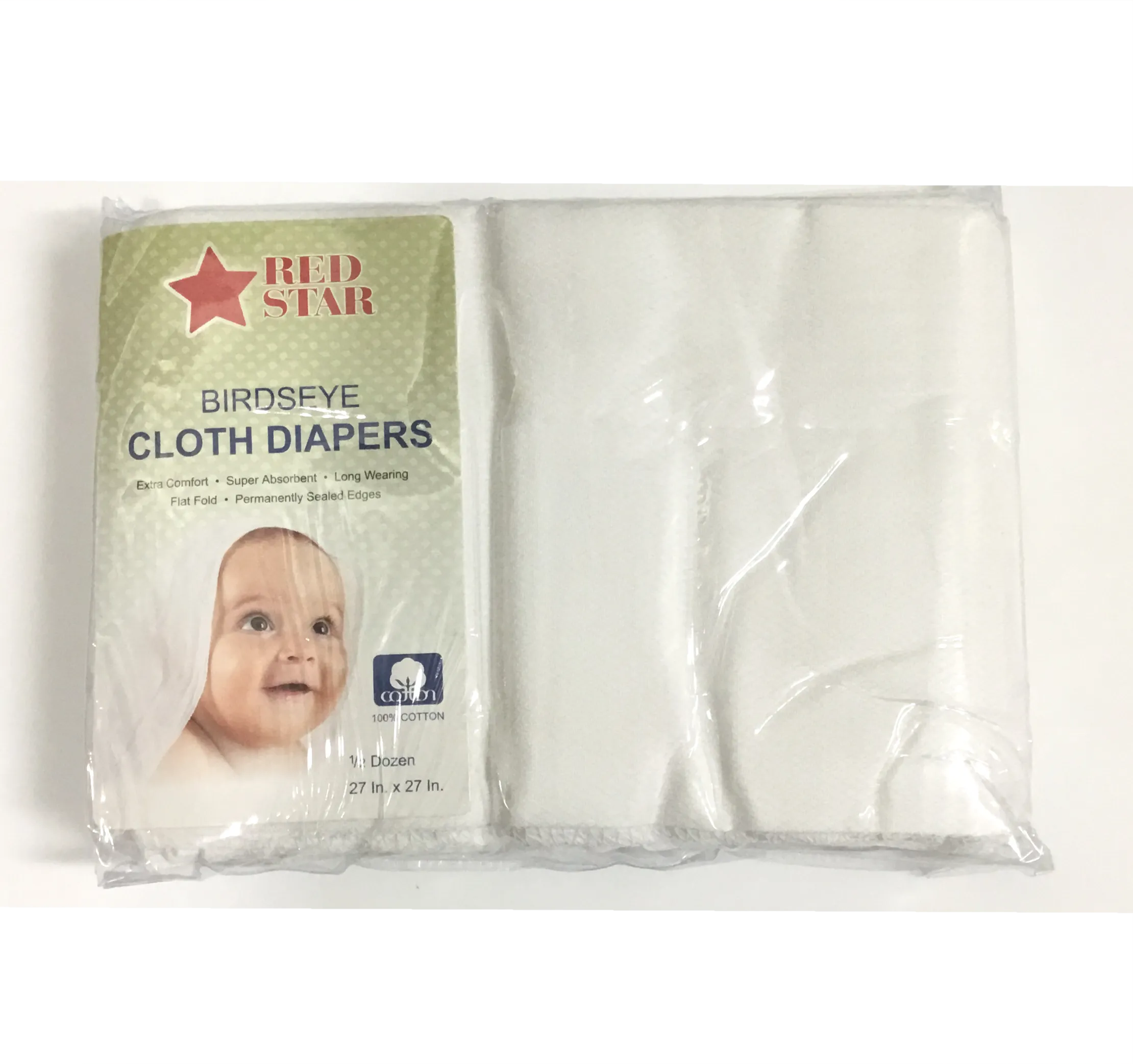 Cloth Diapers | 6 Pack | White | Red Star