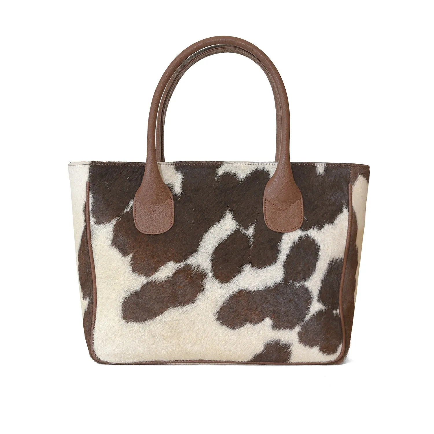 Cowhide Hair On Handbags Dark Brown & off white