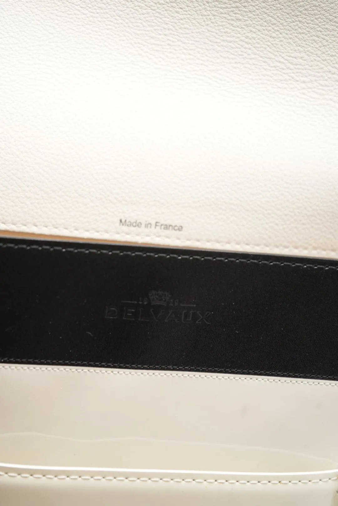 Delvaux Madame Shoulder Bag Black/White with Mirror