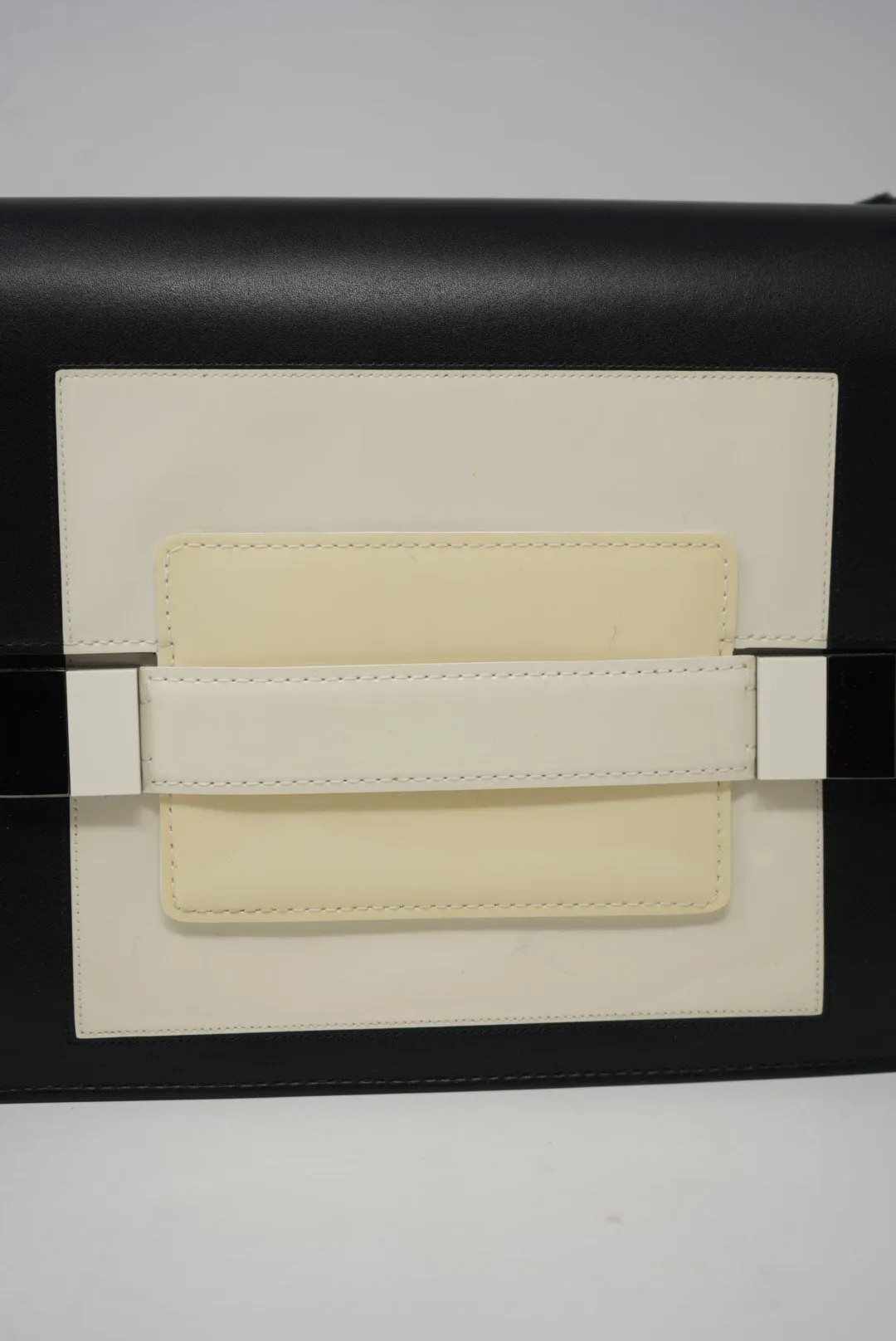 Delvaux Madame Shoulder Bag Black/White with Mirror