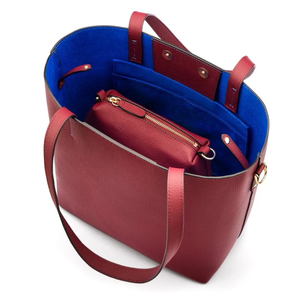 Emma 2 in 1 Leather Tote Bag - Burgundy